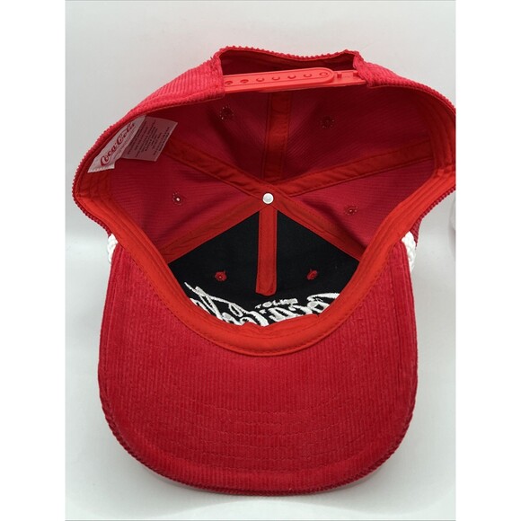 Coca Cola Script Logo Red Corduroy Snapback Rope Cap Hat - Picture 2 of 5